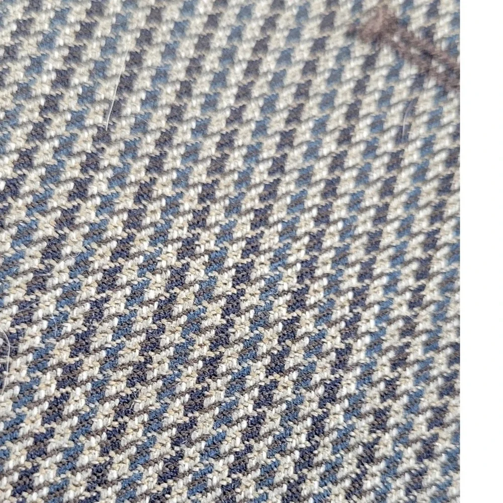Vintage John Henry Mens 38R Blazer Brown Blue Houndstooth 3 Button Sport Coat